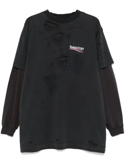 BALENCIAGA POLITICAL CAMPAIGN-PRINT LAYERED T-SHIRT