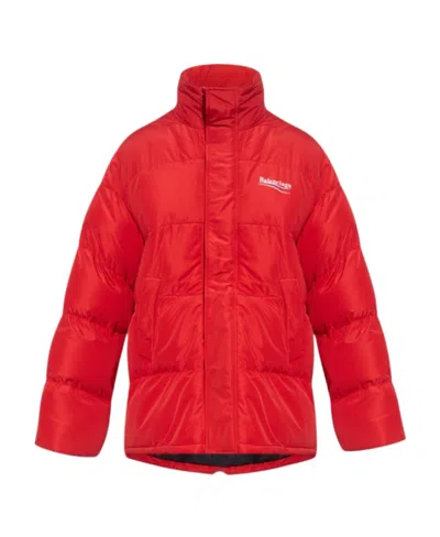 Balenciaga Political Campaign Puffer Jacket In Red
