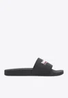 Balenciaga Embossed Logo Slip-on Sandals With Moulded Footbed In Black