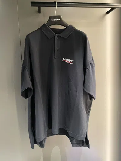 Balenciaga Political Campaign Short Sleeveregular Polo In Black