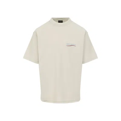 Balenciaga Political Campaign T-shirt Beige With Distressed Details