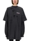 Balenciaga Women Political Campaign Cotton T-shirt In Black