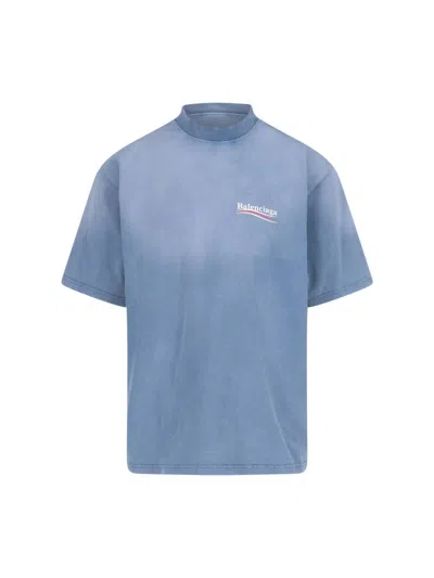 Balenciaga Political Campaign T-shirt In Blue
