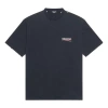 Balenciaga Men Graphite Cotton Oversize T-shirt In Blue