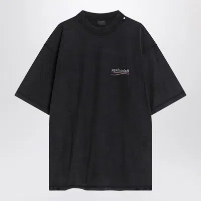 Balenciaga Political Campaign T-shirt Washed Black With Distressed Details Men
