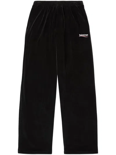 Balenciaga Logo-embroidered Track Pants In Black