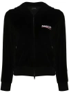 Balenciaga Black Cotton Zip Sweatshirt With Logo In Black