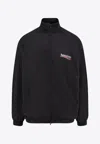 Balenciaga Black Sweatshirt With High Neck And Front And Rear Logo Print In Cotton Blend Man In Black