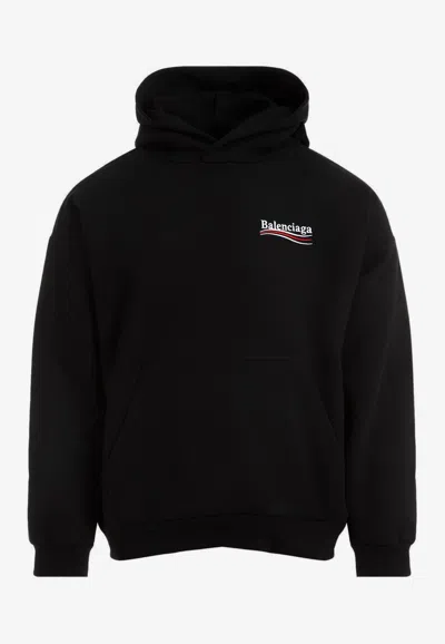 Balenciaga Political Campaigne Hooded Sweatshirt In Black