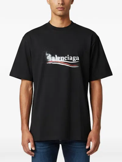 Pre-owned Balenciaga Political Logo T-shirt In Black