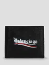 Balenciaga Political Stencil Logo Print Bifold Wallet In Black