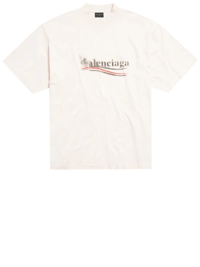 Balenciaga Medium Fit Political Stencil T-shirt In Beige