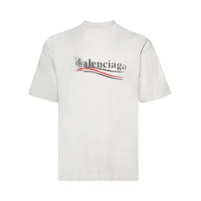 Pre-owned Balenciaga Political Stencil T-shirt 'ecru/black' In White