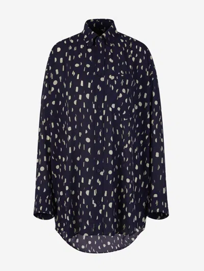 Balenciaga Polka Dot Print Long In Navy Blue