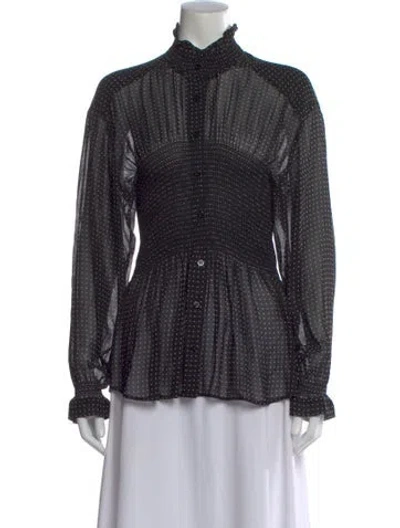 Pre-owned Balenciaga Polka Dot Print Long Sleeve Blouse In Black