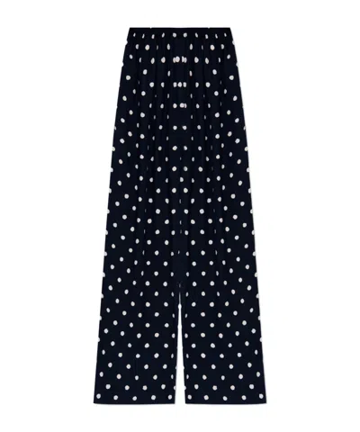 Balenciaga Polka-dot Straight-leg Trousers In Black