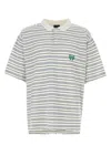 Balenciaga White Polo Shirt With Logo Embroidery On The Front And All-over Striped Motif In Cotton M In Multi