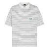 Balenciaga White Polo Shirt With Logo Embroidery On The Front And All-over Striped Motif In Cotton M In Multi