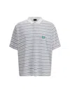 Balenciaga White Polo Shirt With Logo Embroidery On The Front And All-over Striped Motif In Cotton M