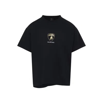 Balenciaga Polo Black With Logo Automobili Lamborghini