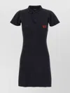 Balenciaga Black Mini Dress With Polo Shirt Style Collar And Logo Detail On The Front In Cotton Woma