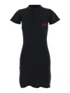 Balenciaga Black Mini Dress With Polo Shirt Style Collar And Logo Detail On The Front In Cotton Woma