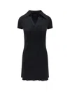 Balenciaga Wool Blend Mini Dress With Ribbed Texture In Black