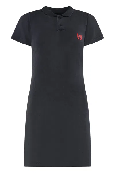 Balenciaga Polo-collar Mini Dress In Black