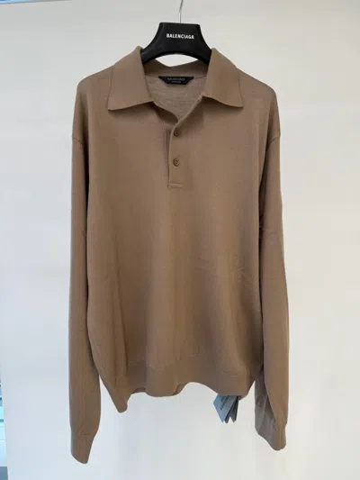 Balenciaga Poloneck Wool Sweater In Brown