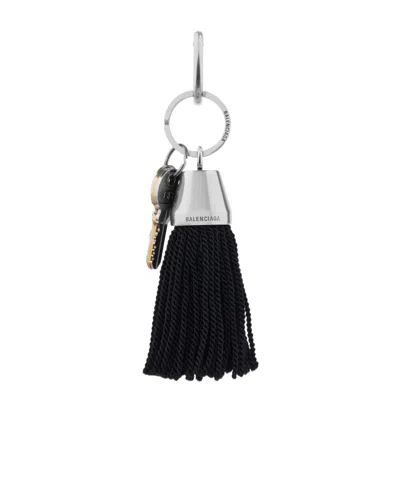 Balenciaga Pompom Key Ring In Black