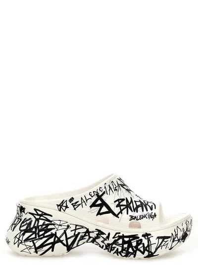 Balenciaga Black Pool Crocs Slide For Women In Multi