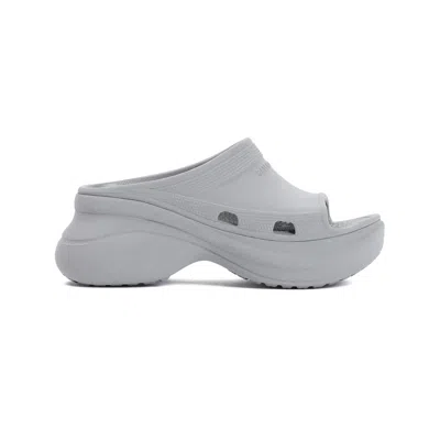 Balenciaga Womens Grey X Crocs Pool Rubber Sliders