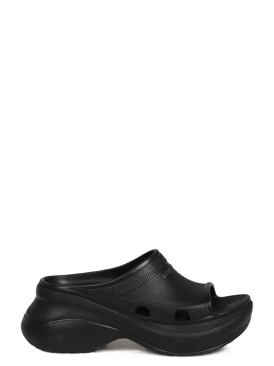 Balenciaga Pool Crocs Slide Sandal In Black