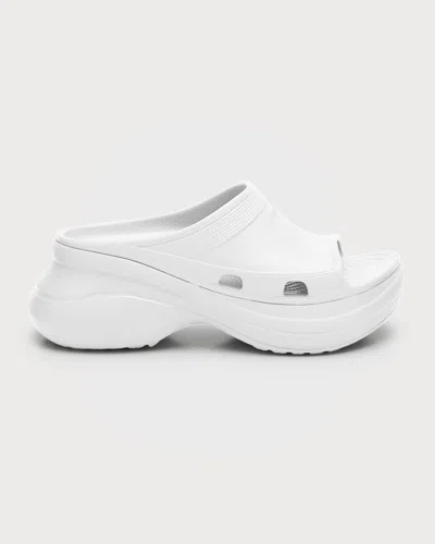 Balenciaga X Crocs Logo-embossed Platform Slides In White