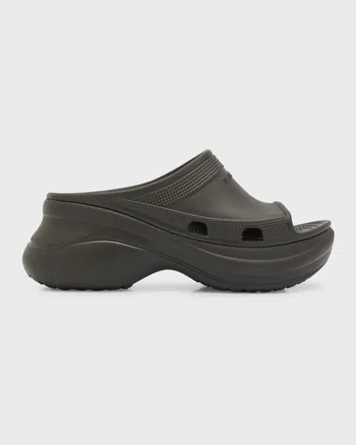 Balenciaga Pool Crocs Slide Sandals In Black