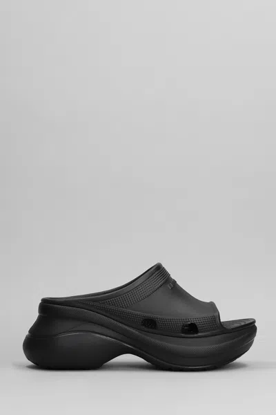 Balenciaga X Crocs Pool Slide Sandals In Black