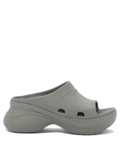 Balenciaga "pool Crocs" Slides In Grey