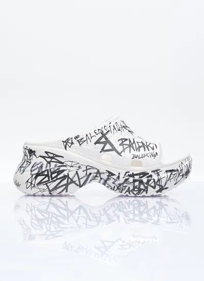 Balenciaga Black Pool Crocs Slide For Women In Multi