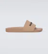 Balenciaga Logo Rubber Pool Slide Sandals In Beige