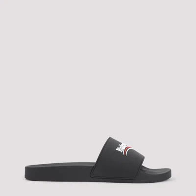 Balenciaga Pool Rubber Political Logo Slide Sandals In Blue