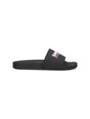Balenciaga Embossed Logo Slip-on Sandals With Moulded Footbed In Black