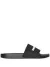 Balenciaga Logo-embossed Pool Slides In Black