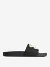 Balenciaga Black Sandals With Maxi Contrasting Logo In Tech Fabric Man In Black