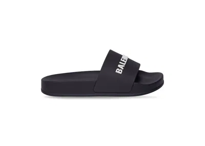Pre-owned Balenciaga Pool Slide (kids) Sneakers In Black/white