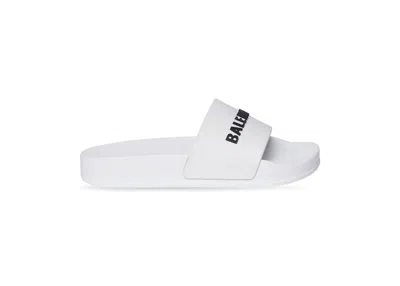 Pre-owned Balenciaga Pool Slide (kids) Sneakers In White/black