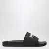 Balenciaga Embossed Logo Slip-on Sandals With Moulded Footbed In Black
