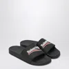 Balenciaga Embossed Logo Slip-on Sandals With Moulded Footbed In Black