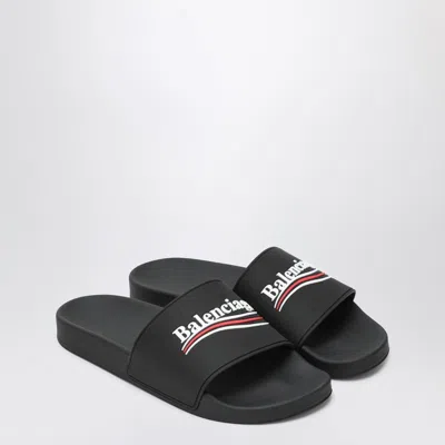 BALENCIAGA BALENCIAGA POOL SLIDE RUBBER SANDALS IN BLACK MEN