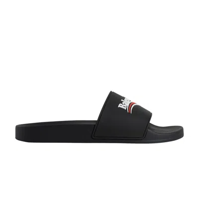 Pre-owned Balenciaga Pool Slide Sandal 'black White Red' | Men's Size 39