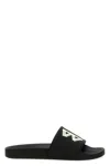 Balenciaga Black Sandals With Maxi Contrasting Logo In Tech Fabric Man